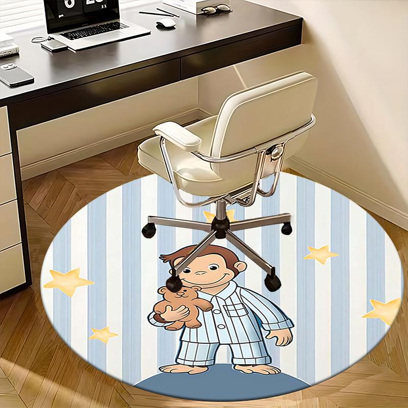 Curious George,Pajamas Chair mat Round Rug Office carpet, Machine Washable, Non slip, Suitable for Living Rooms, Bedrooms