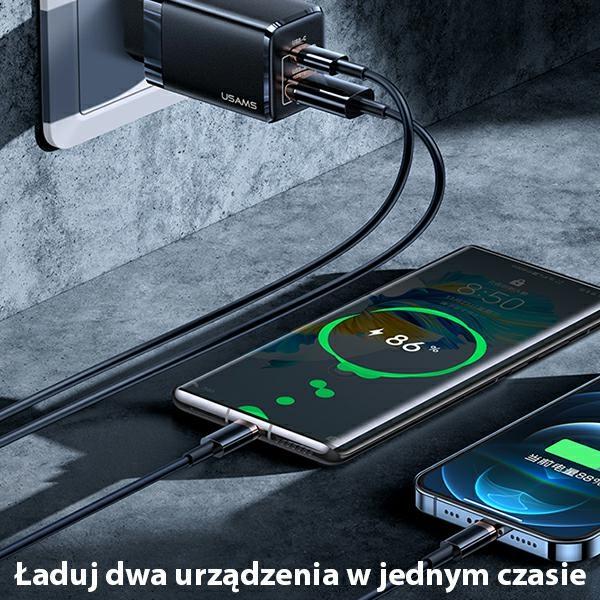 Usams Ład. Siec. T41 Usb-C+Usb Gan 47Wpd+Qc (Only Head) Fast Charging Czarny/Black Cc137Tc01 (Us-Cc137)