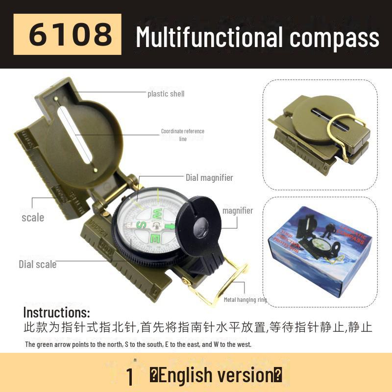 

Высокоточный военный компас для использования вне помещений K4074: Многофункциональный, светящийся металл зеленого цвета.