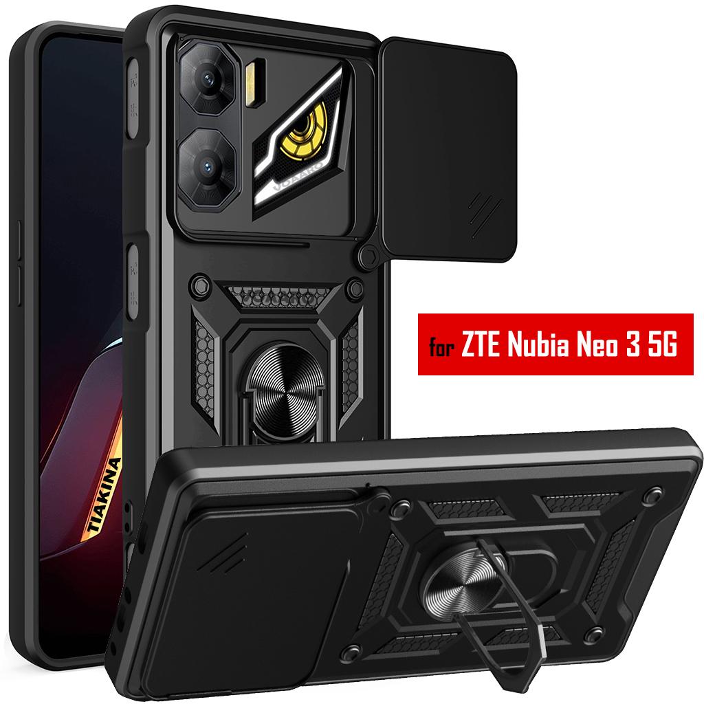 Slide Lens Armor Funda for ZTE Nubia Neo 3 5G Case for ZTE Nubia Neo3 5G Case Magnetic Ring Stand Holder Shockproof Cover