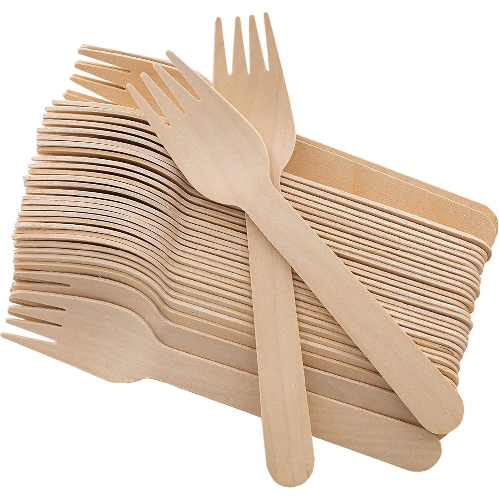 160mm Birch Disposable Wooden Cutlery Set - Alternative To Plastic, Eco Friendly, Biodegradable, Compostable Cutlery