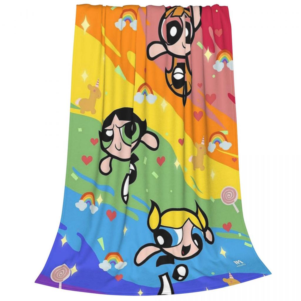 Cartoon Cute P-Powerpuff Girl Blanket Soft Warm Flannel Throw Blanket Bedspread for Bed Living room Picnic Travel Home Couch