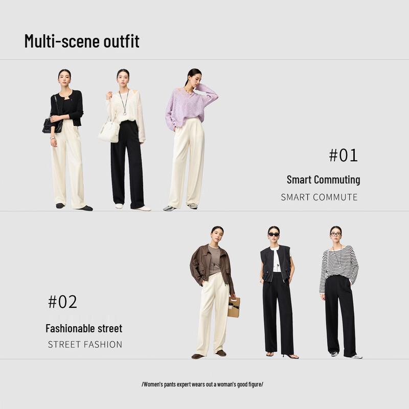 Ya Lida Women's Lyocell Blend Slim Straight Wide-Leg Casual Pants