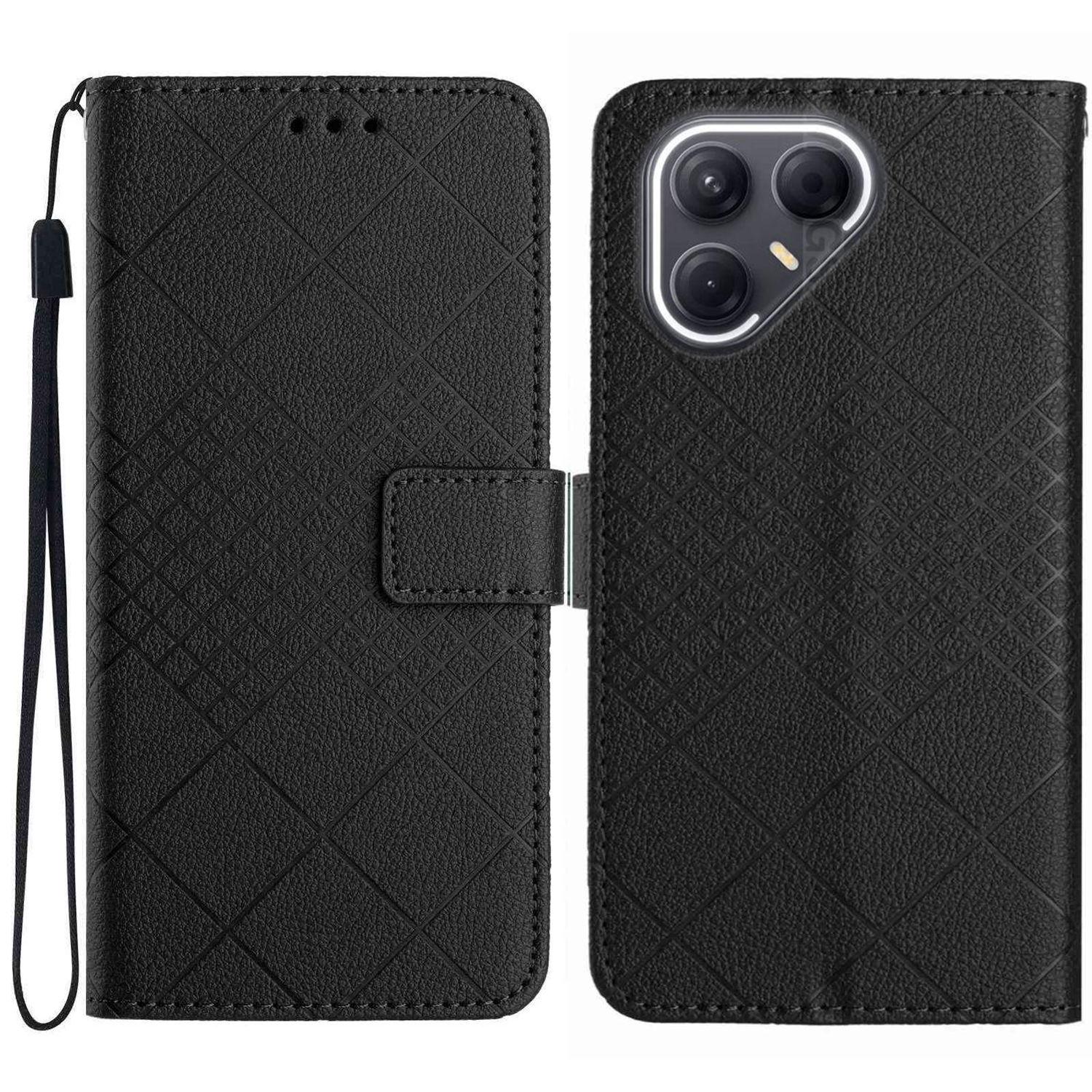 

For TECNO Pova 7 5G Case Wallet Imprint PU Leather Flip Folio Phone Cover Black