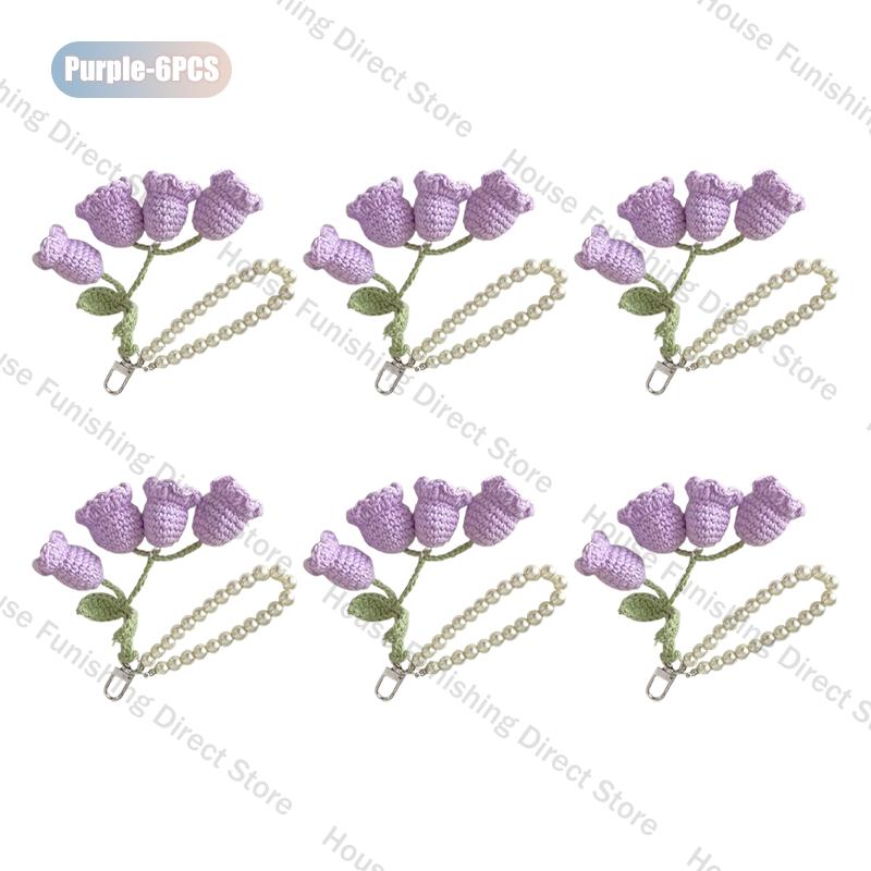 1-10PC Handmade Weaving Bag Pendant Lin Orchid Keyring Love Girl Pearl Chain Keychain Decoration Car Pendant Diy Bag Accessories