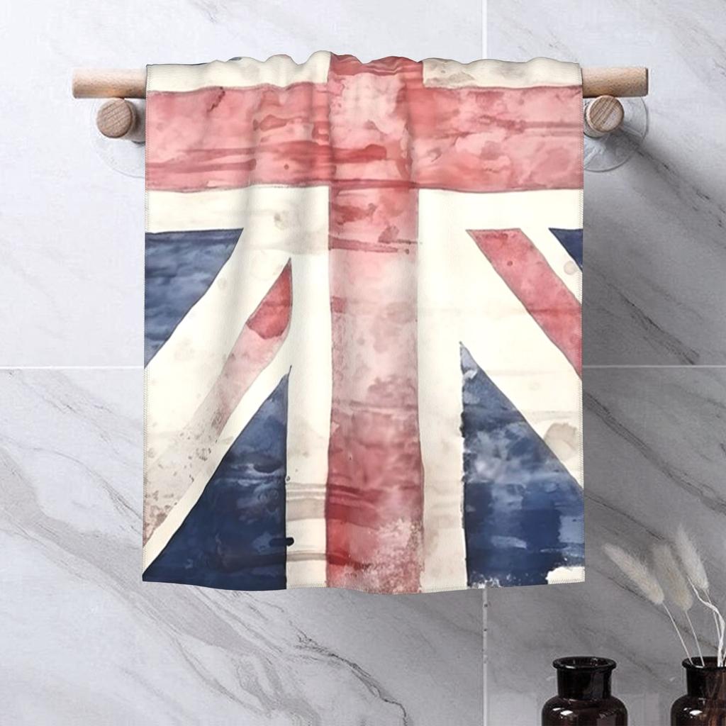 Drapeau britannique Union Jack imprimé aquarelle Serviette de toilette douce Séchage rapide Serviettes de piscine et de bain en coton Respirant