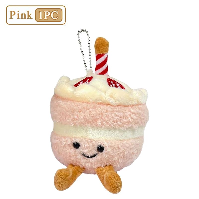 1-10 Piezas Llavero de Pastel de Peluche Lindo Regalo de Cumpleaños Realista Muñeco de Peluche Suave Decoración para Niñas Niños Recuerdos de Fiesta Decoración para el Hogar del Coche