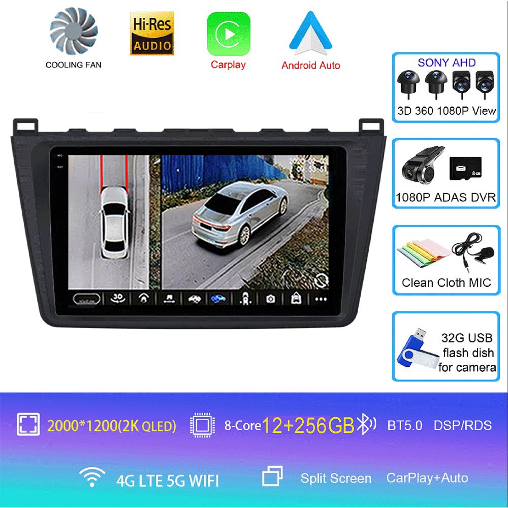 Android14 Carplay Auto Car Radio For Mazda 6 GH 2007 2008 2009 2010 2011 2012 Multimedia GPS Video Player Stereo 2din Head Unit