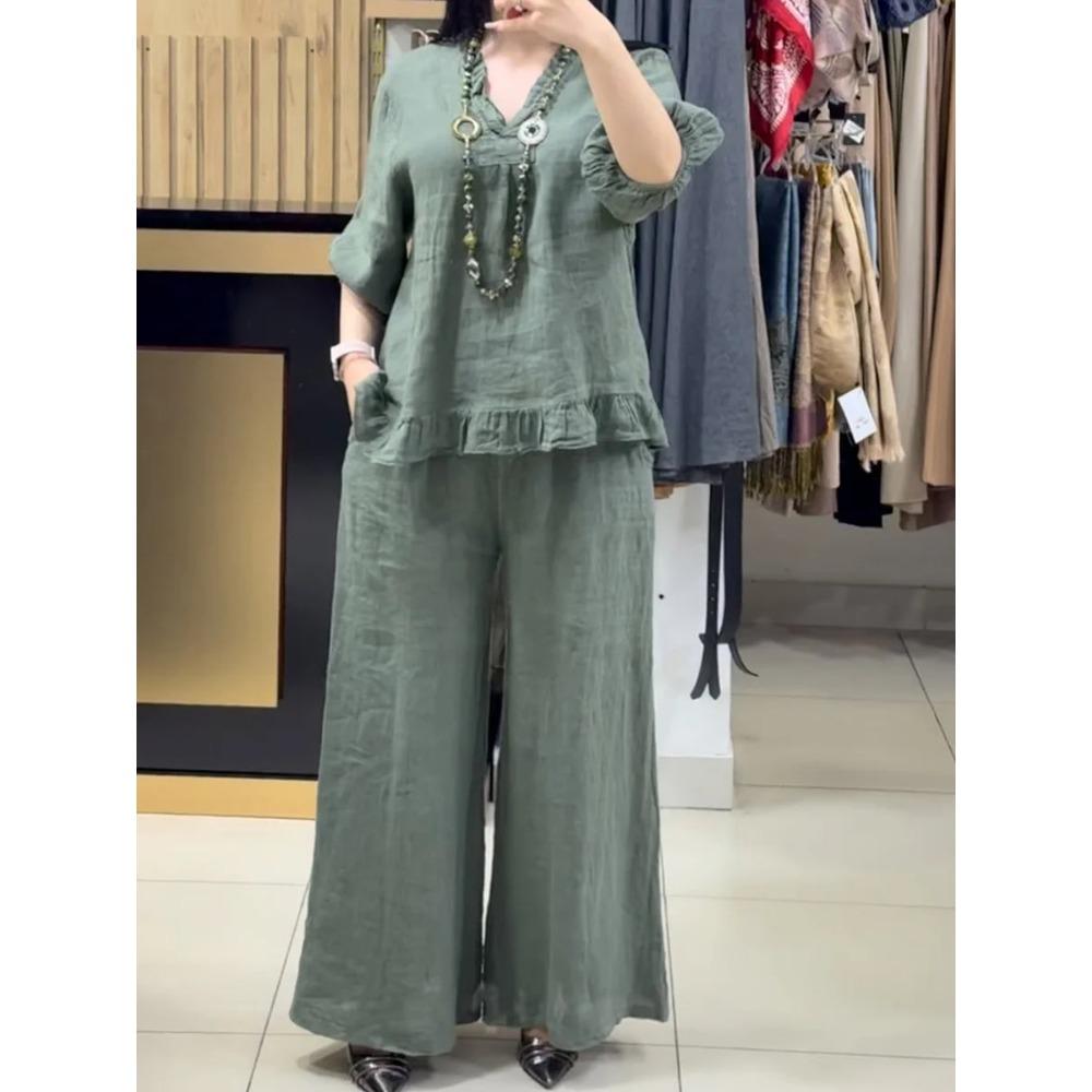 Fashionable Casual Loose Short-sleeved Plus-size Suit for Women