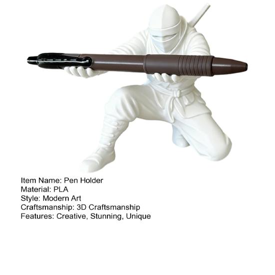 3D Printed Ninja Pen Holder Cool Ninja Figurine Pencil Stand Decorative Desk Organizer for Anime Fans Office Desk Gaming Room Decor