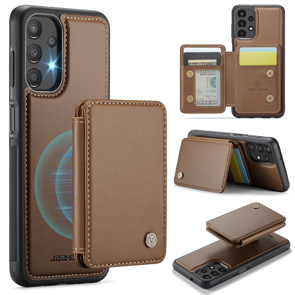 JEEHOOD J05 For Samsung Galaxy A13 4G Case Leather Mobile Cover with Detachable Magnetic Card Bag