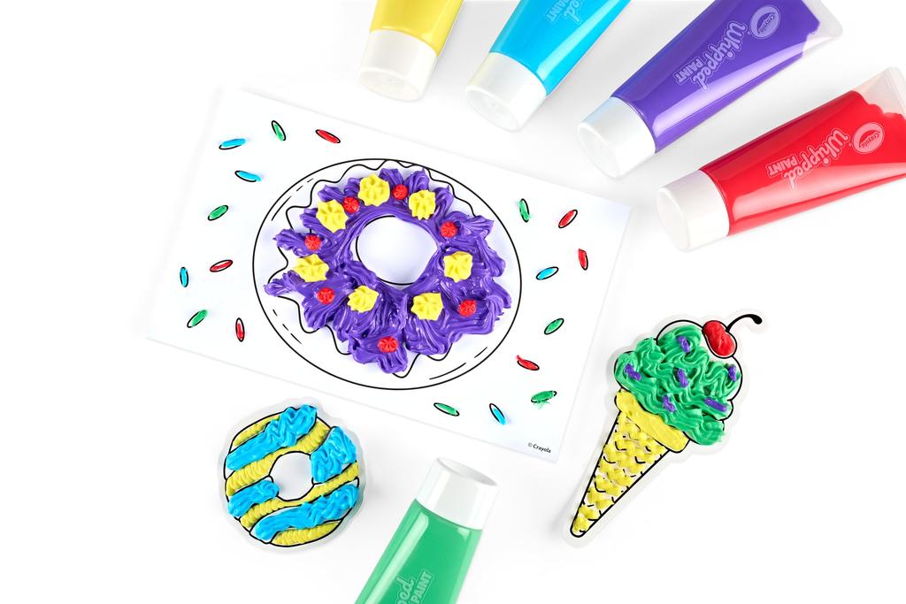 Crayola Whipped Cream Paint 5 Coloring with Authentic Set, Colors, Sheet, Tips, 541095,