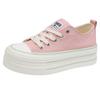 Small muffin thick-soled heightening board shoes women's 2025 spring new low-top canvas shoes lace-up casual little white shoes