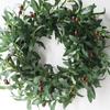 Artificial Wreath Olive Branch Leaf Holiday Garland for Door Wall Tree Decoration 55CM Outer Diameter