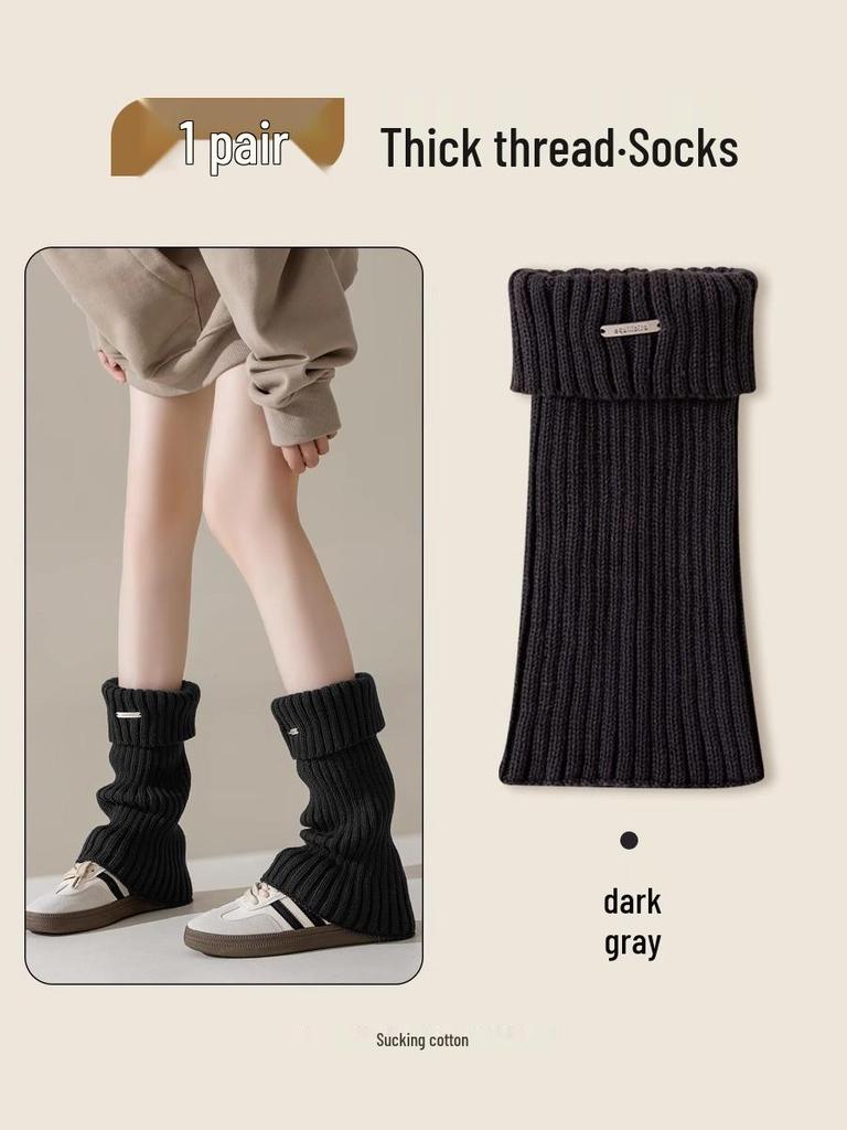 Guêtres Tricotées Couleur Unie pour Femmes - Chaussettes Longues Style Y2K pour le Printemps et l'Automne