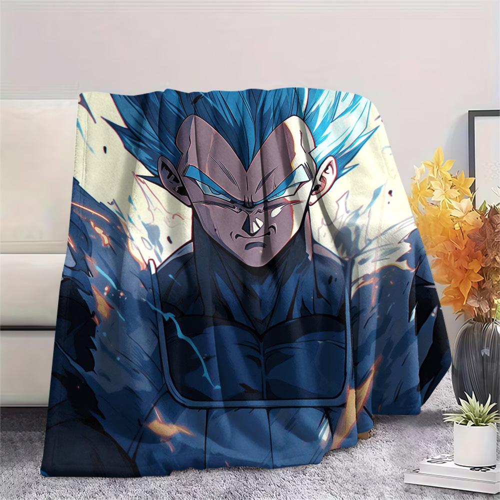 1PC Vegeta Print FlAannel Blanket, High quality Comfortable for All Seasons, Home Decor, Warmth and Comfort
