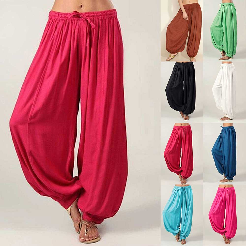 

Плюс Размер Женщины Твердая Йога Мешковатый Свободный Гарем Брюки Брюки