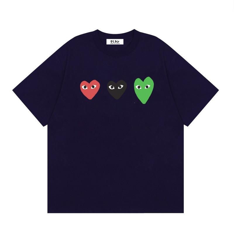Japanese trendy brand heart-print short-sleeve T-shirt, unisex loose couple's summer casual daily versatile top