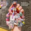 Woolen Woven Little Rabbit Mobile Phone Lanyard, Creative Beaded Mobile Phone Chain, Keychain, Bag Pendant, Camera Decoration