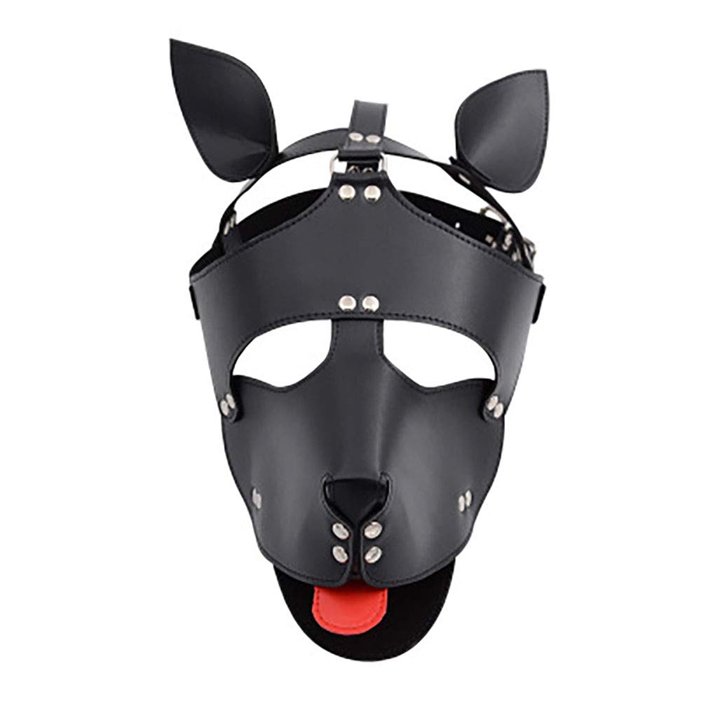 Warmtrees SM Dog Leather Hentai SM Dog Slave Party Couples Blindfold Full Head Restraint Breathable Popular for SM Fetish Black Mask, Mask,