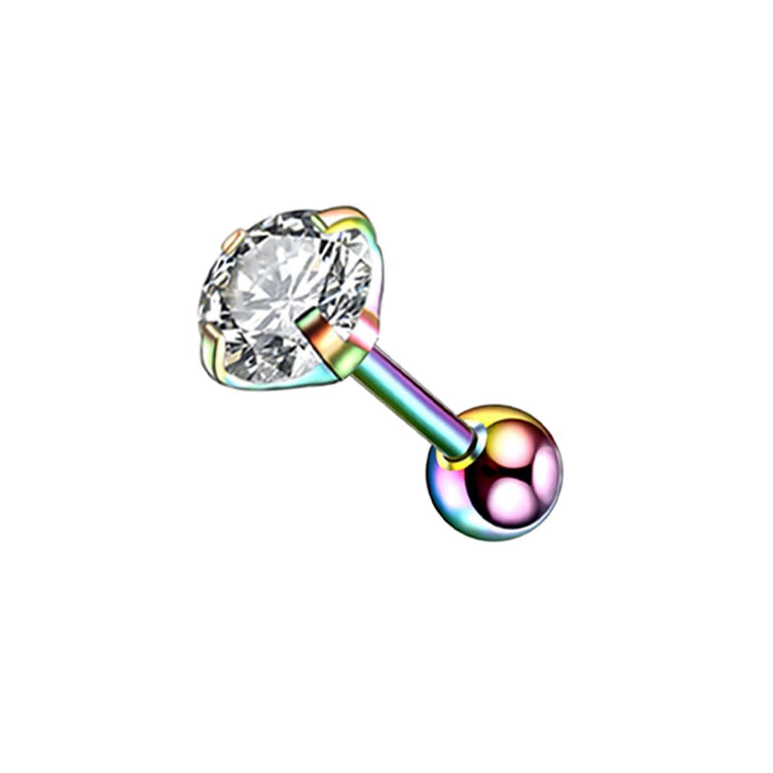 

Модные медицинские циркониевые 4 зубца для пирсинга хряща с кристаллами для женщин и мужчин, серьги-гвоздики из нержавеющей стали для козелка уха 3mm разноцветный