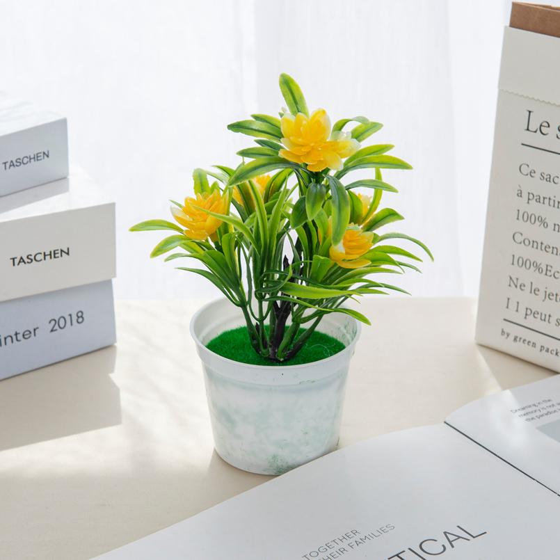 Artificial Flowers Bonsai Vase Home Decor Mini Potted Festival Wedding Decorative Ornamental Flowerpot Bathroom Windowsill Cheap