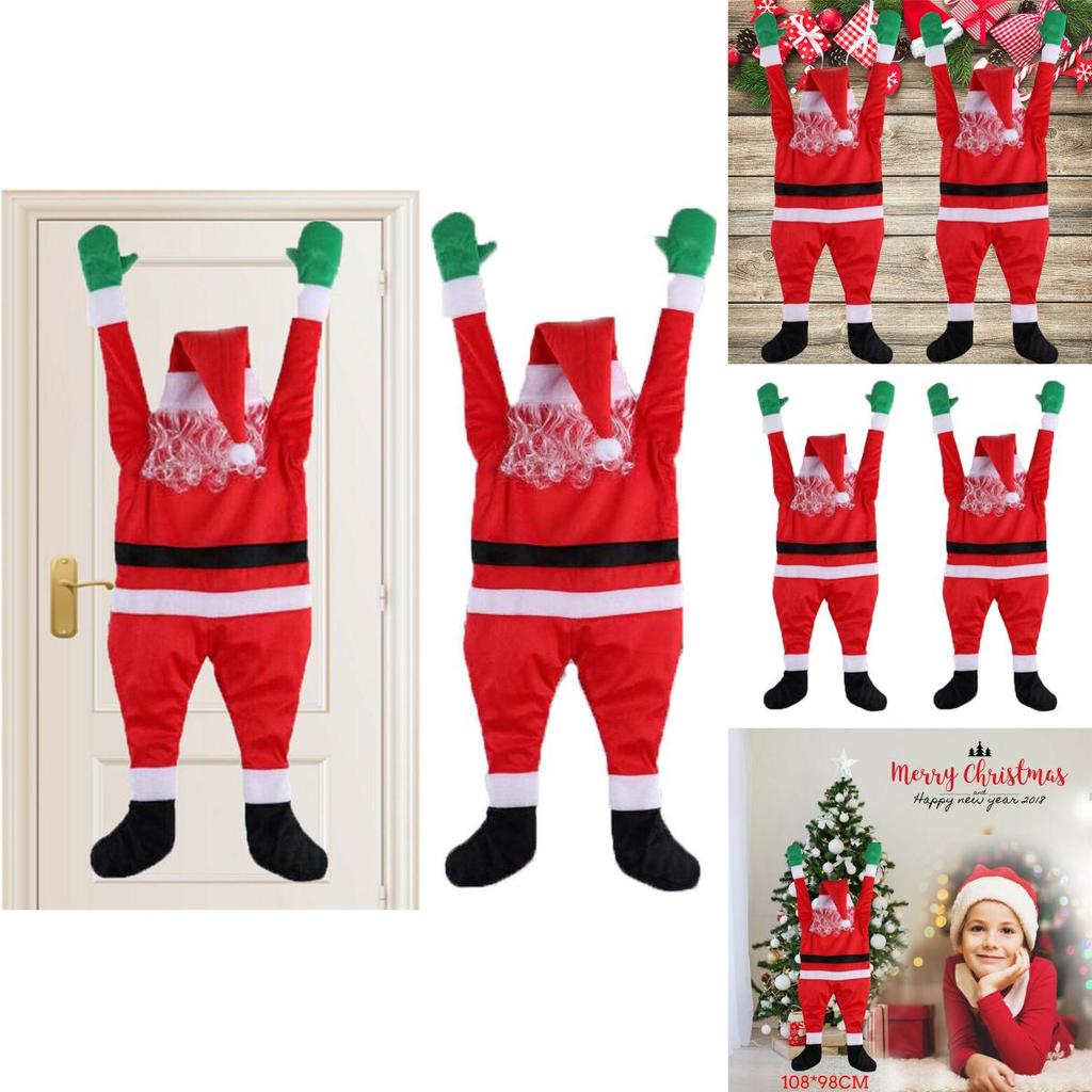 42" Climbing Christmas Hanging Santa Claus Outdoor Window Party Xmas Props Decor