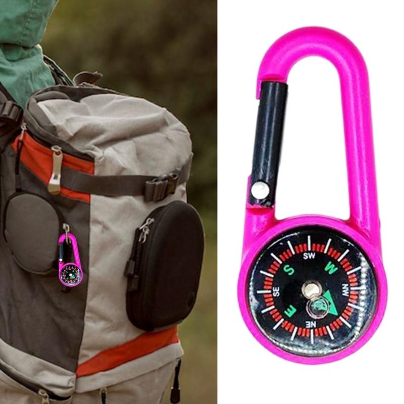 6Pcs Compasses Carabiner Hook ABS Compasses Keychain For Kid Adult Outdoor Hiking Mountaineering Camping Gear Accessory