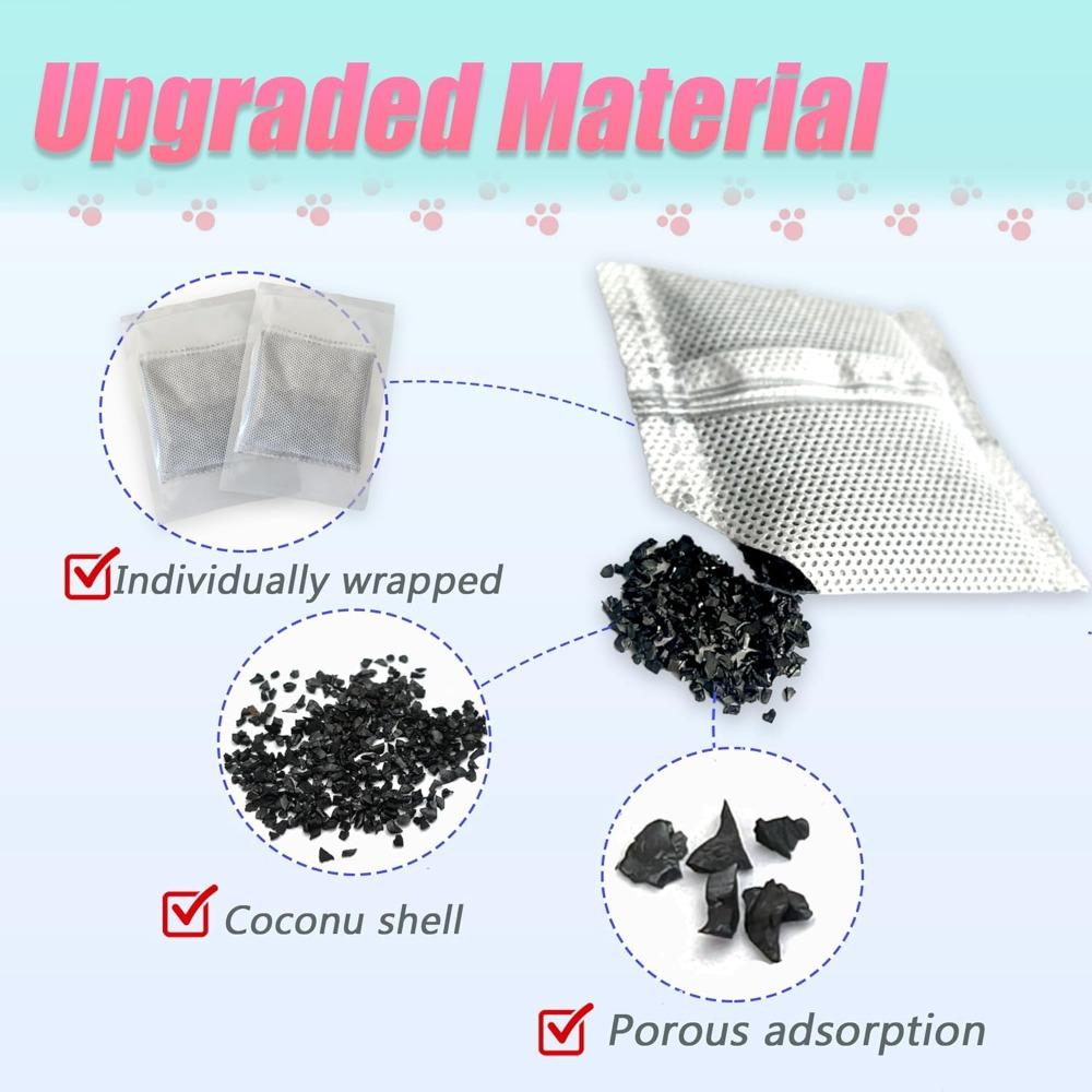 12PCS Universal Cat Litter Box Odor Eliminator, Natural Activated Charcoal Filters Replacement for Hooded Automatic Toilet