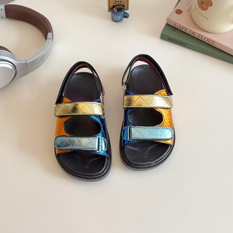 Kids Colorful Metallic Velcro Open Toe Sandals 26 разноцветный