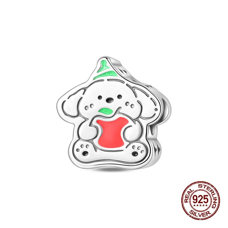 Christmas Charms Beads Copper Christmas Tree Snowman Elk Charm Fit Original Bracelet Pendents Women Party Jewelry