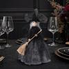Halloween Witch Tree Topper Decoration Witch Holding Broom Ornament Witch with Mesh Spider