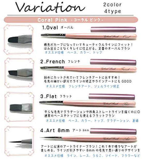 Gel Nail Brush Set of 4 Coral Pink Includes Caps Perfect for Nail Art and Care Set of - - - Self-Nail (Coral Pink, 4)