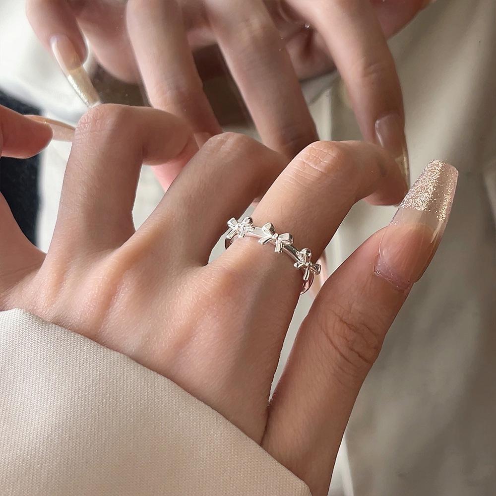 Adjustable Geometric Ribbon Bow Ring for Women – Versatile, Stylish, Stackable Index Finger Jewelry Adjustable Open