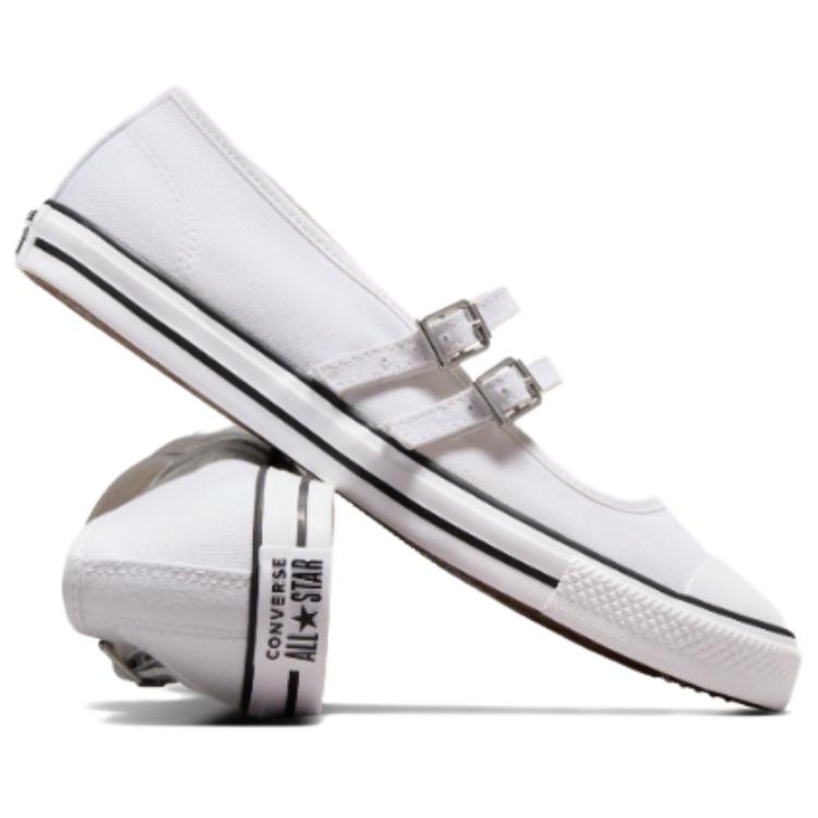 Converse Chuck Taylor All Star Dainty Mary Jane Moda Versatile Resistente Leggero Basse Tela Scarpe Sneaker Donna Bianco A11552C