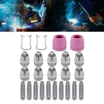 24PCS SG55 AG60 WSD60P Plasma Cutter Cutting Torch Tip Nozzles 0.45in 10Pcs Electrodes 10Pcs Nozzle 2x Cups 2x Brackets
