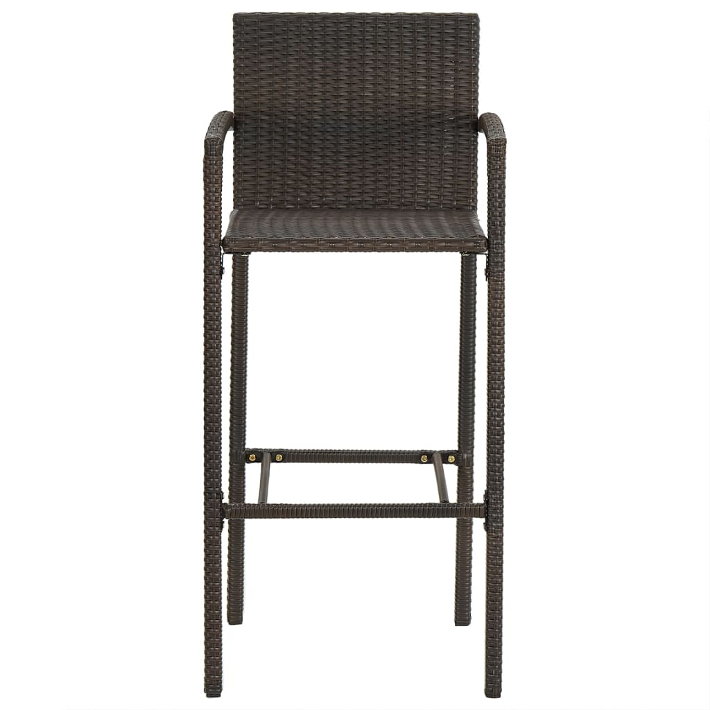 Set 2 Sgabelli da Bar Polyrattan Marrone