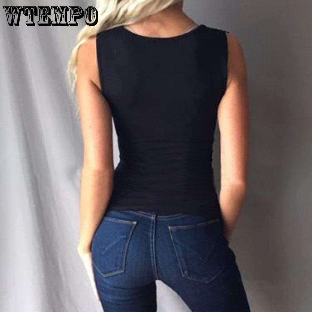 WTEMPO Women Clothing Sexy Solid Color Hollow Out Patchwork Lace Sleeveless Bodycon Vest Top