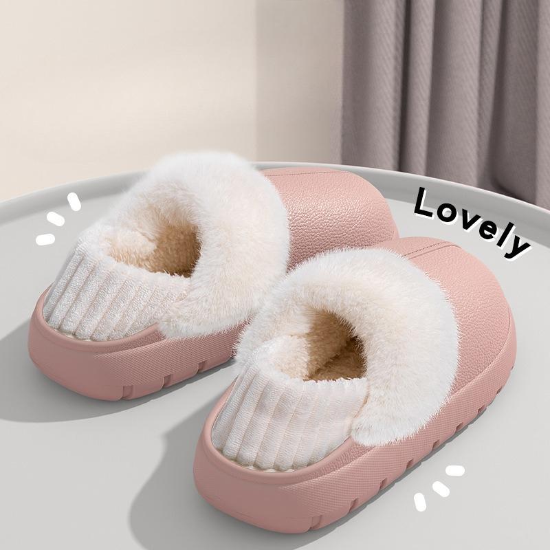 Waterproof Slippers, Anti-slip, Warm, Thick-soled Bags with Heels, and Fluffy Cotton Shoes for Outerwear