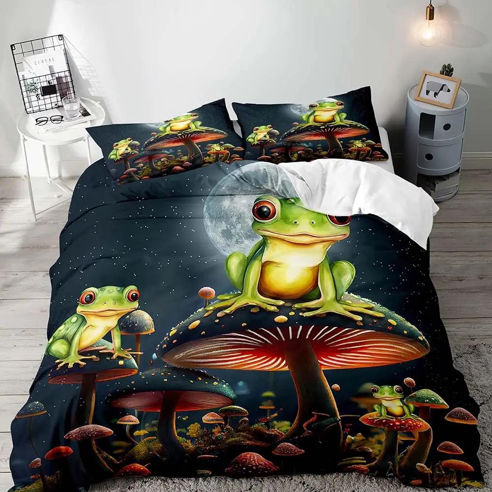 Comforter 3 Pcs Mushroom Bedding Set Butterfly Queen Boys Girls Kids Bedding Star Galaxy Botanical Boho Aesthetic Ultra Soft