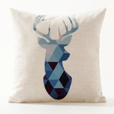 Decorative Throw Pillows Case Geometric Colorful Animals Deer Nordic Style Cotton Linen Couch Cushion Cover For Sofa Home Decor