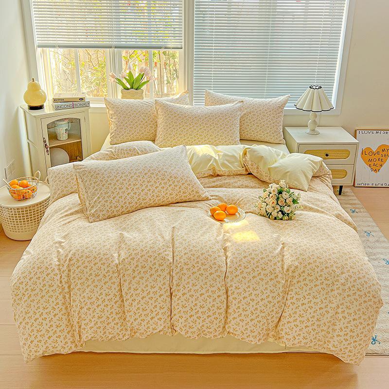 Washed Cotton Single-sided Printing Duvet Cover Single Person Student Dormitory BedSheets Four Season Universal Machine Washable Household Bedding Set