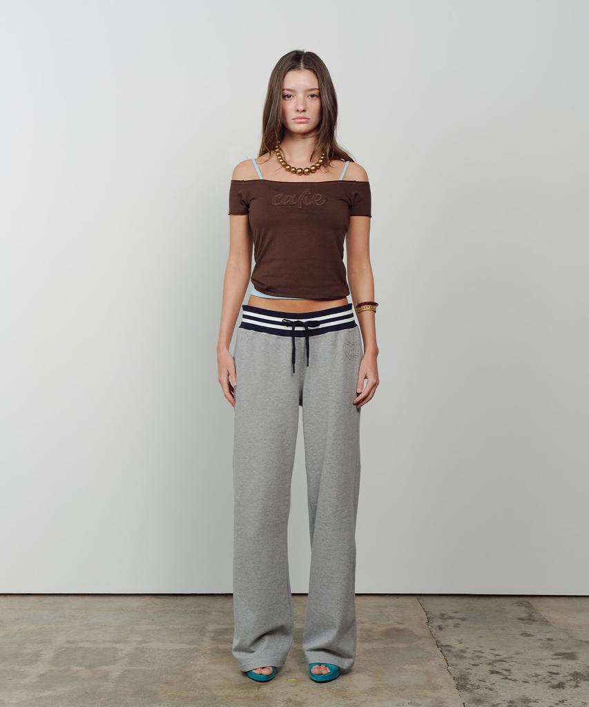 ASIF CALIE Contrast Rib Waist Sweat Pants Melangegray