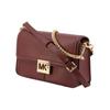 Michael Kors MK Sonia Chain Solid Color Large Logo Flap Leather Shoulder Crossbody Bag Medium Women Bags Berry-Purple 35F1G6SL3L-MERLOT