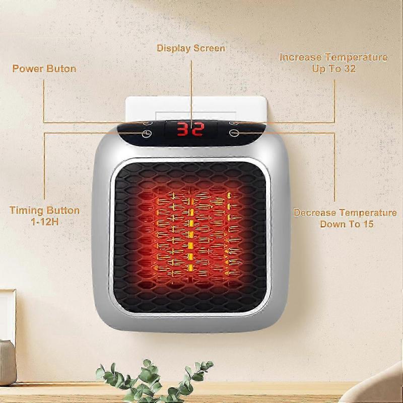 Portable Heater, 800W Ceramic Plug In Heater, Space Electric Fan Heater with Remote Control, 12H Timer, LED Display, 2 Heat Setting-Sa