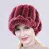 Lady Real Rex Rabbit Fur Hat Winter Knitted Natural Rex Rabbit Fur Caps Russia Women Warm Real Fur Beanies Hats