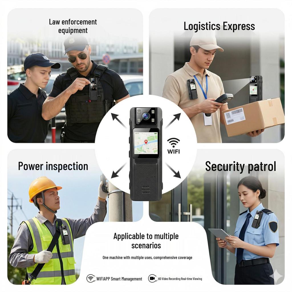 HD WiFi Law Enforcement Recorder with Screen & Clip Camera for Security Patrol