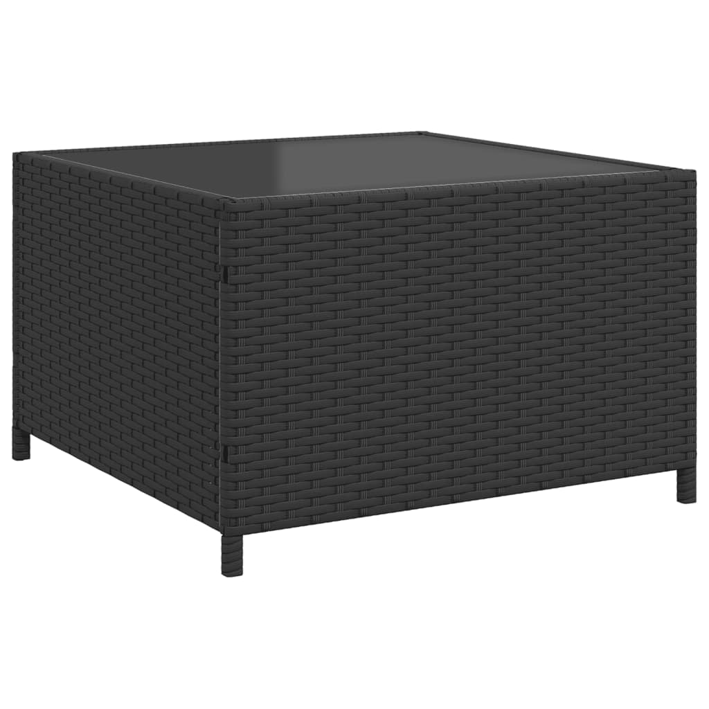 L Shaped Garden Sofa Set with Table and Cushions Black Poly Rattan