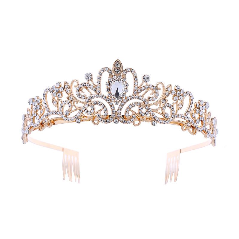 European and American Bridal Crown Tiara Alloy Crystal Wedding Hair Accessories Crown Birthday Party Headband Jewelry