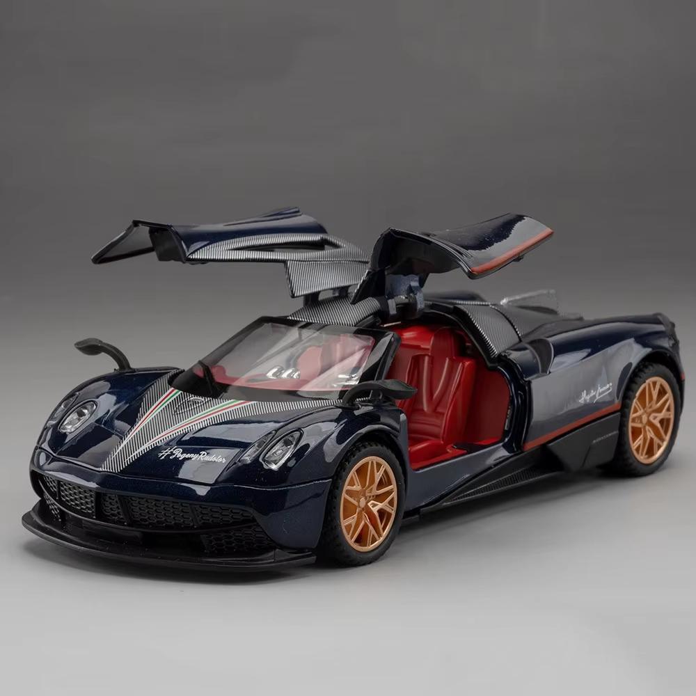 

Новый 1:32 Pagani Supercar литой металлический сплав модель автомобиля библиотека статические звуковые и световые украшения подарок на день рождения для парня синий